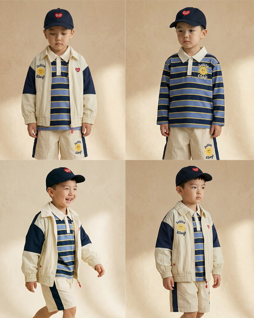 Navy Sun Multi Stripe Rugby Shirt
