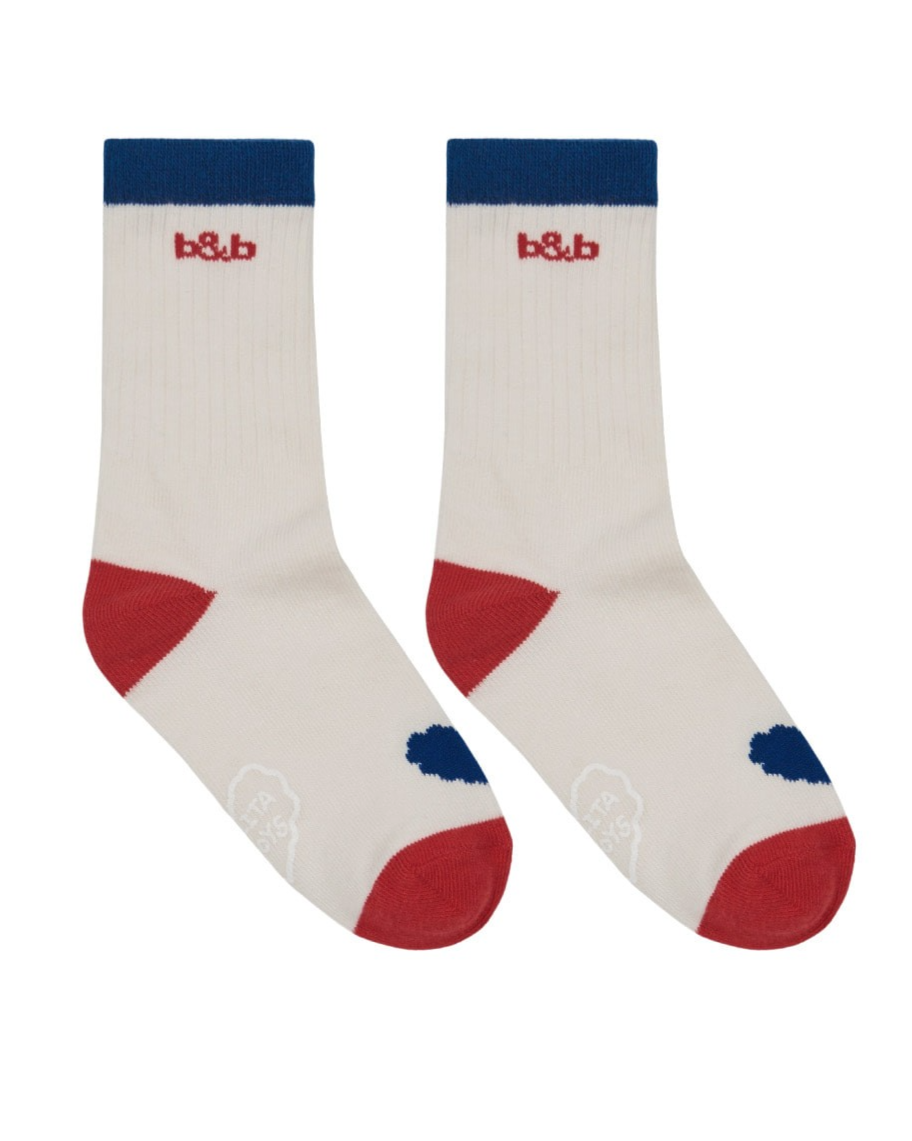 Cream BB Heart Rib Socks