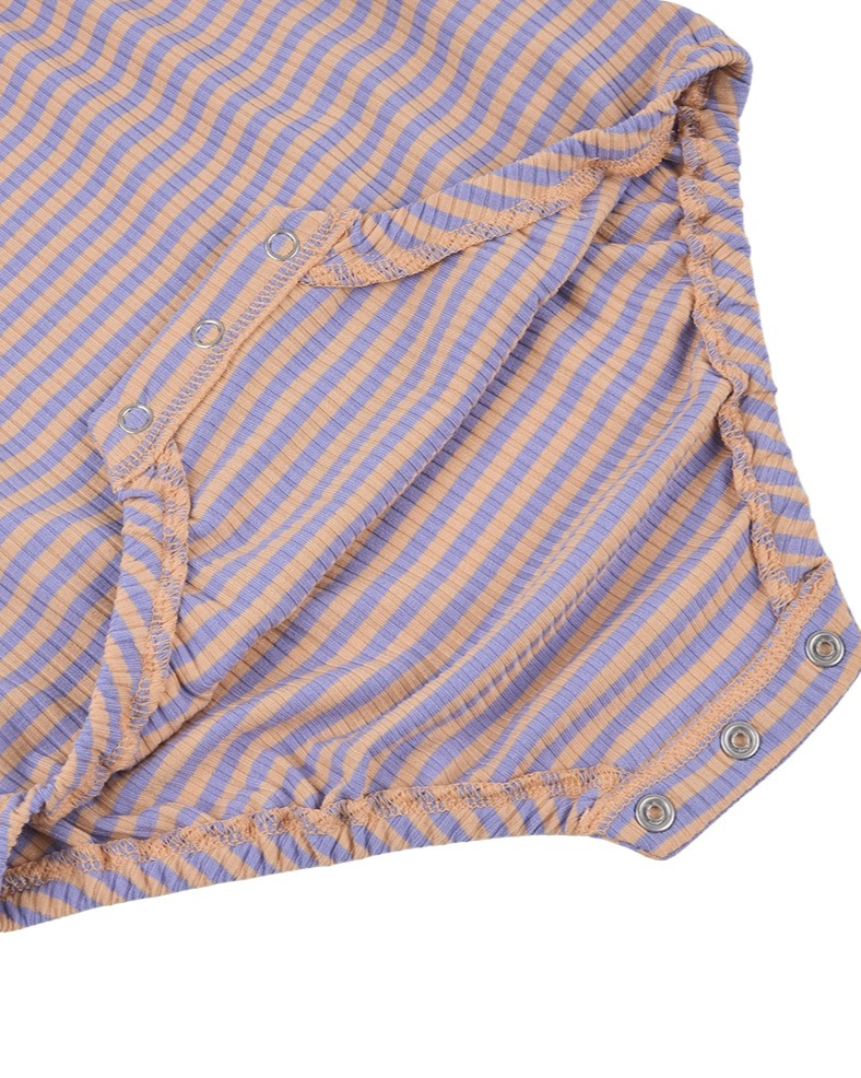 BABY GIRL Violet BB Heart Stripe Sleeveless Bodysuit