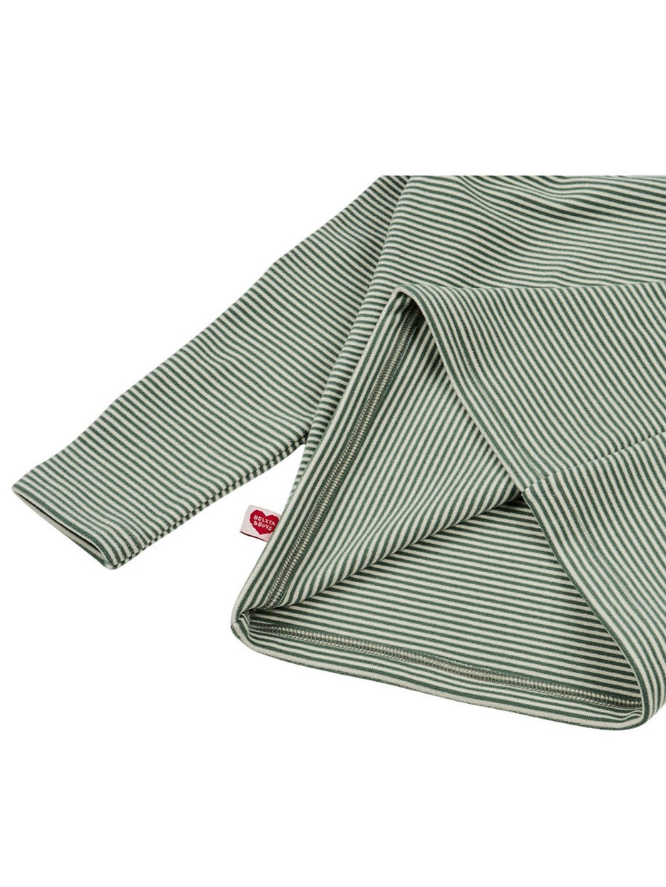 Green BB Heart Stripe High Neck Long Sleeve