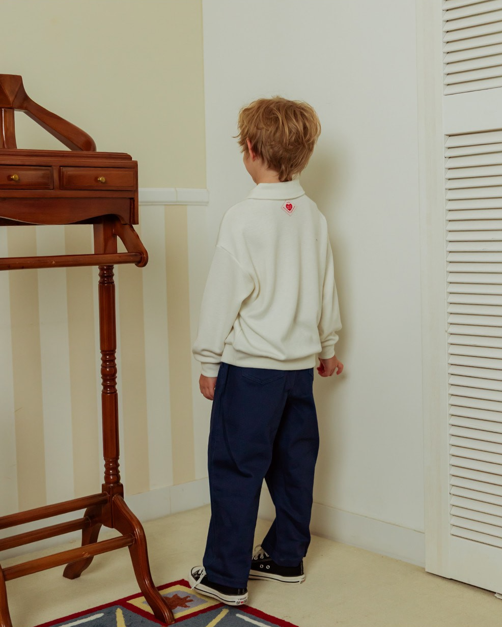 Cream BB Heart Collar Knit Sweater