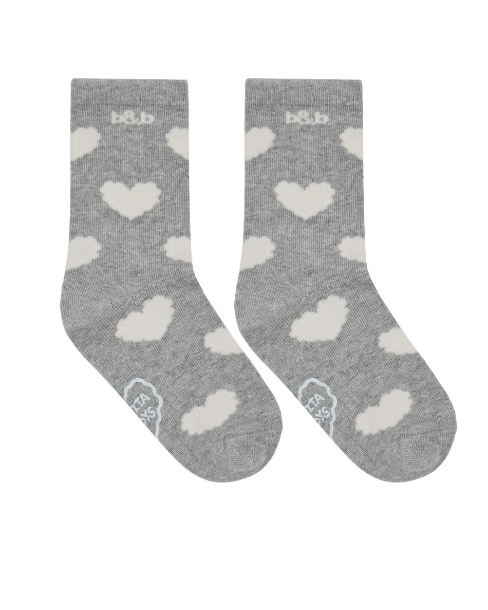 Grey BB Heart Pattern Socks