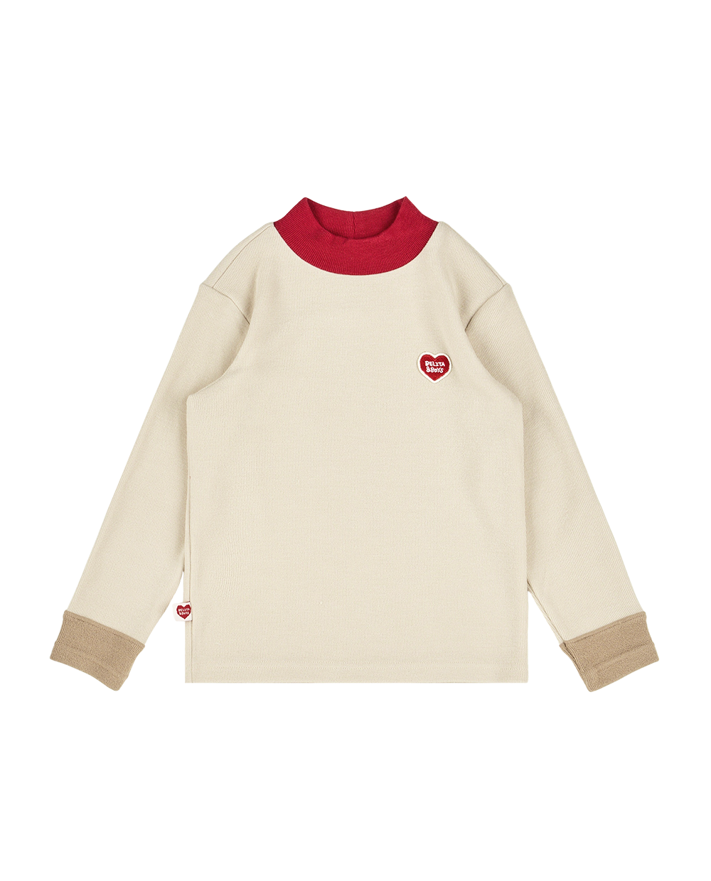 Light Beige Color Block Half Neck Knit