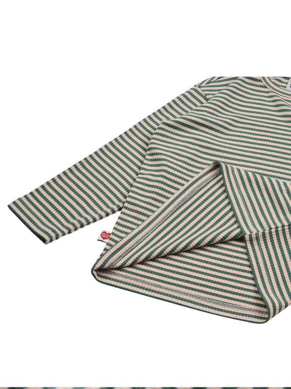 Green BB Heart Stripe Rib Long Sleeve