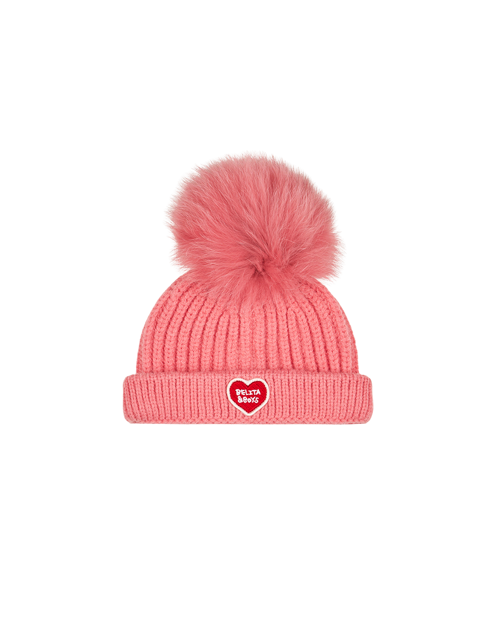 Pink BB Heart Pompom Beanie