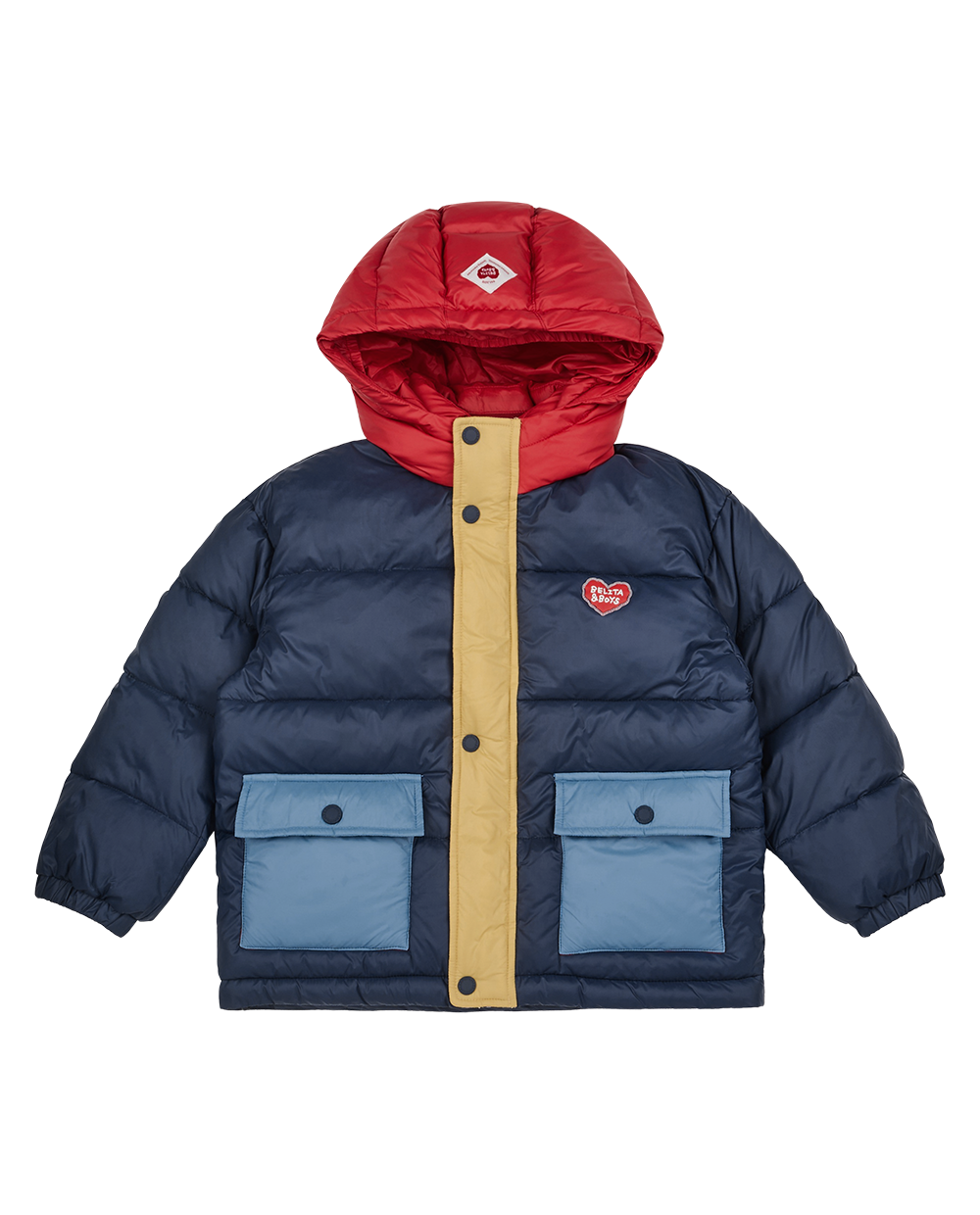 Navy Color Block Hooded Puffer Jumper