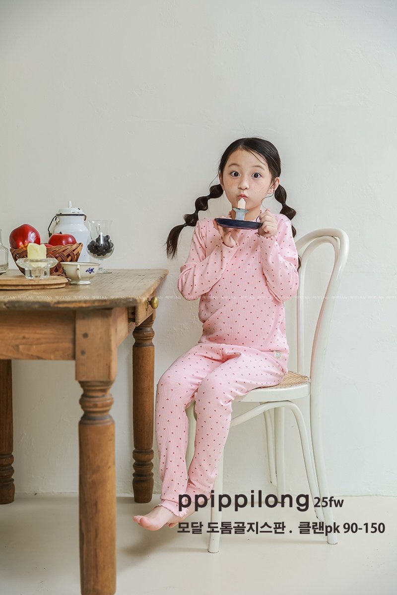 클랜PK 모달도톰 골지스판 9부 상하세트 Pink Modal Warm Set