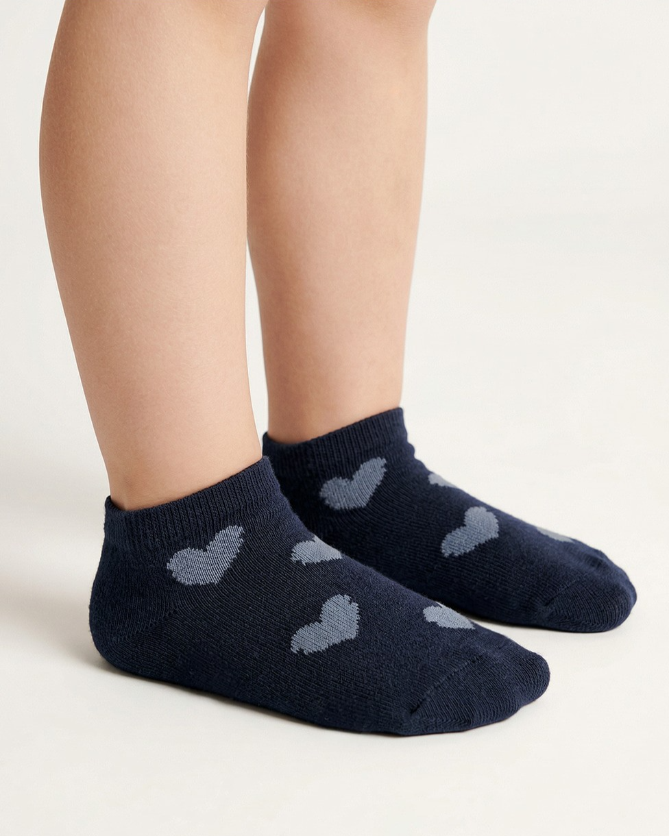 Navy BB Heart Jacquard Socks