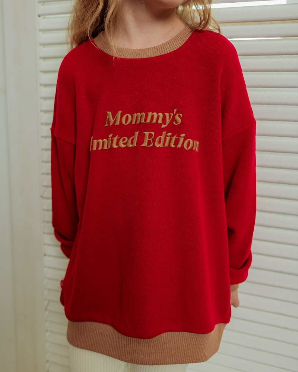Red Mommy Color Block Knit Sweater