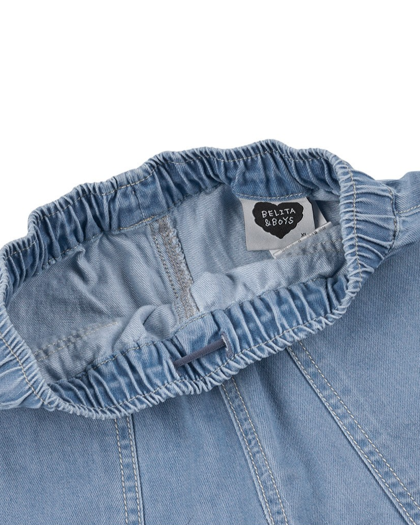 Light Blue BB Heart Fatigue Denim Shorts