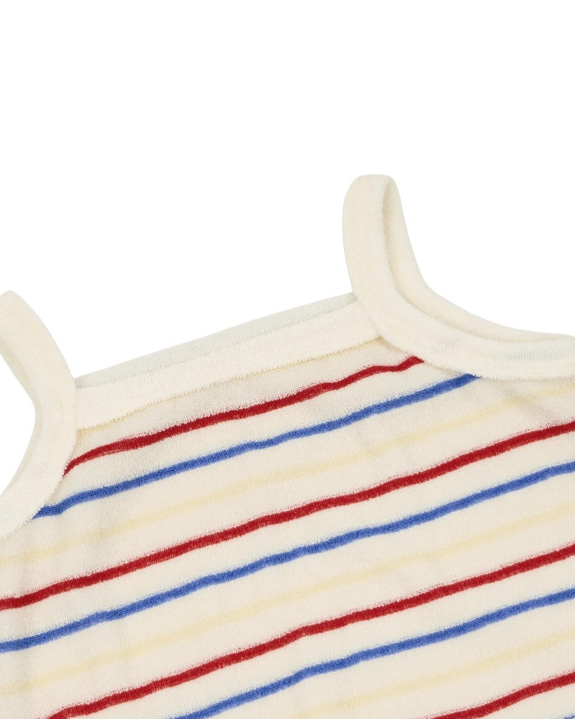 BABY Cream Bubble Apple Rainbow Stripe Terry Overall