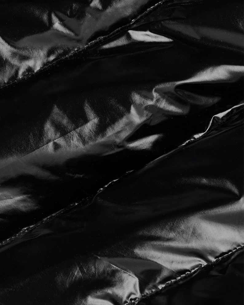 BABY Black Glossy Hooded Puffer Jumpsuit