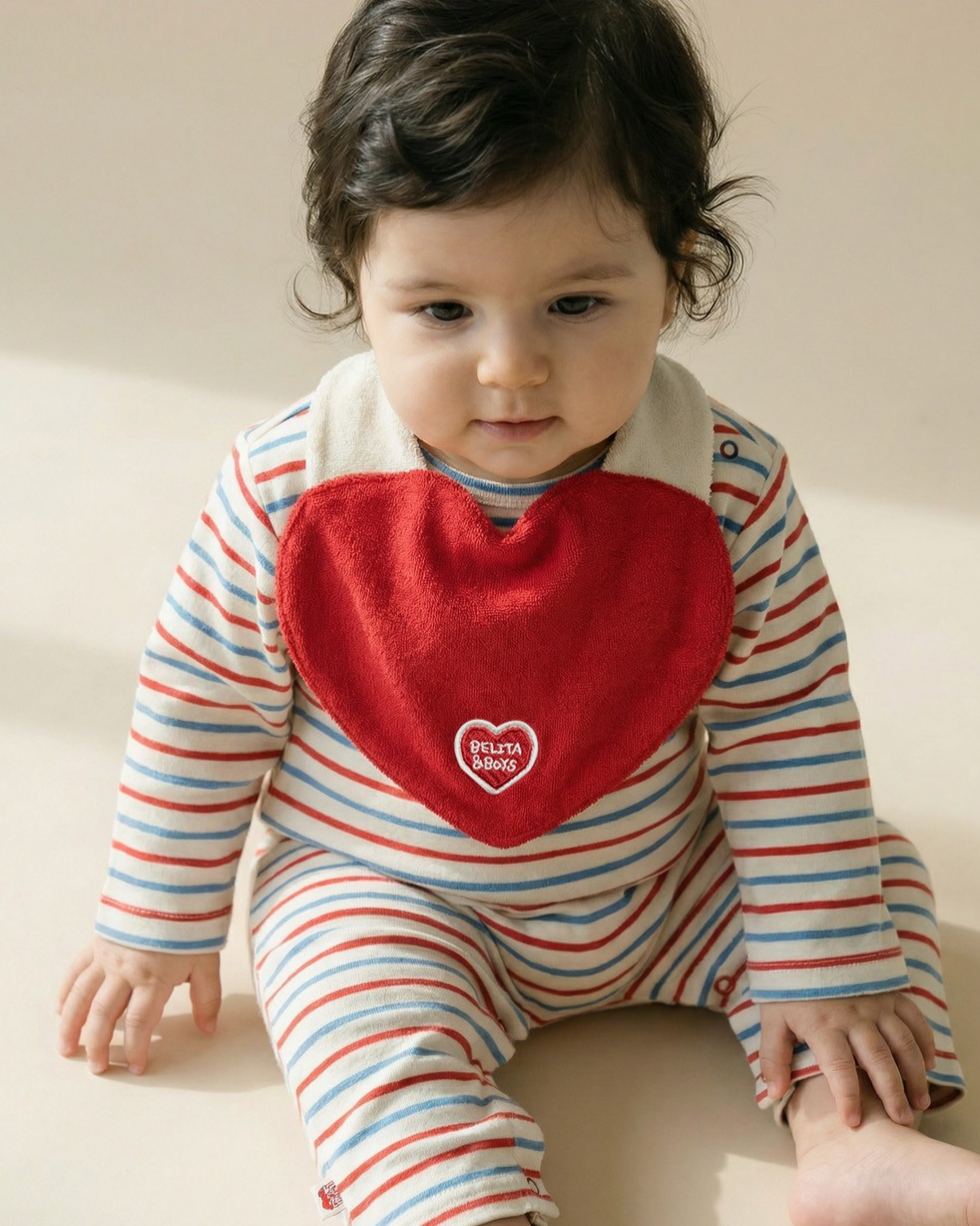 BABY Red BB Heart Multi Stripe Jumpsuit