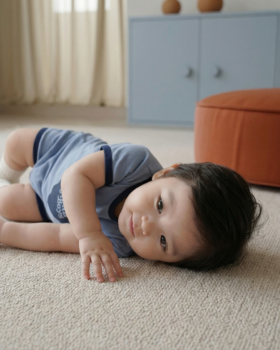 BABY Navy Bubble Apple Short Jumpsuit