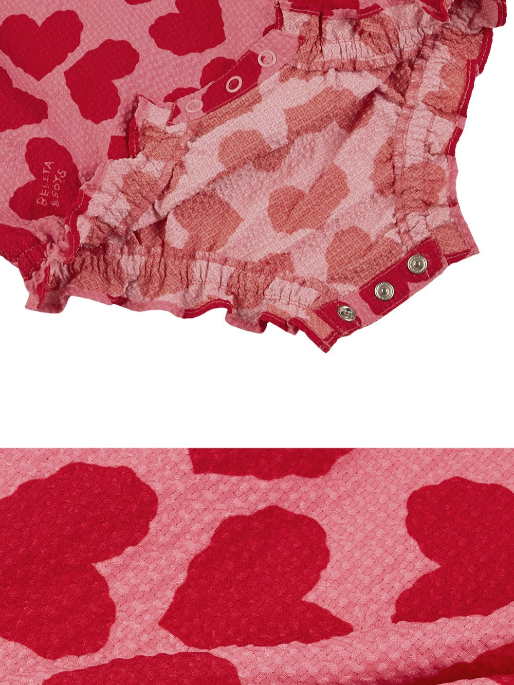 BABY GIRL Pink BB Heart Pattern Polysucker Short Bodysuit