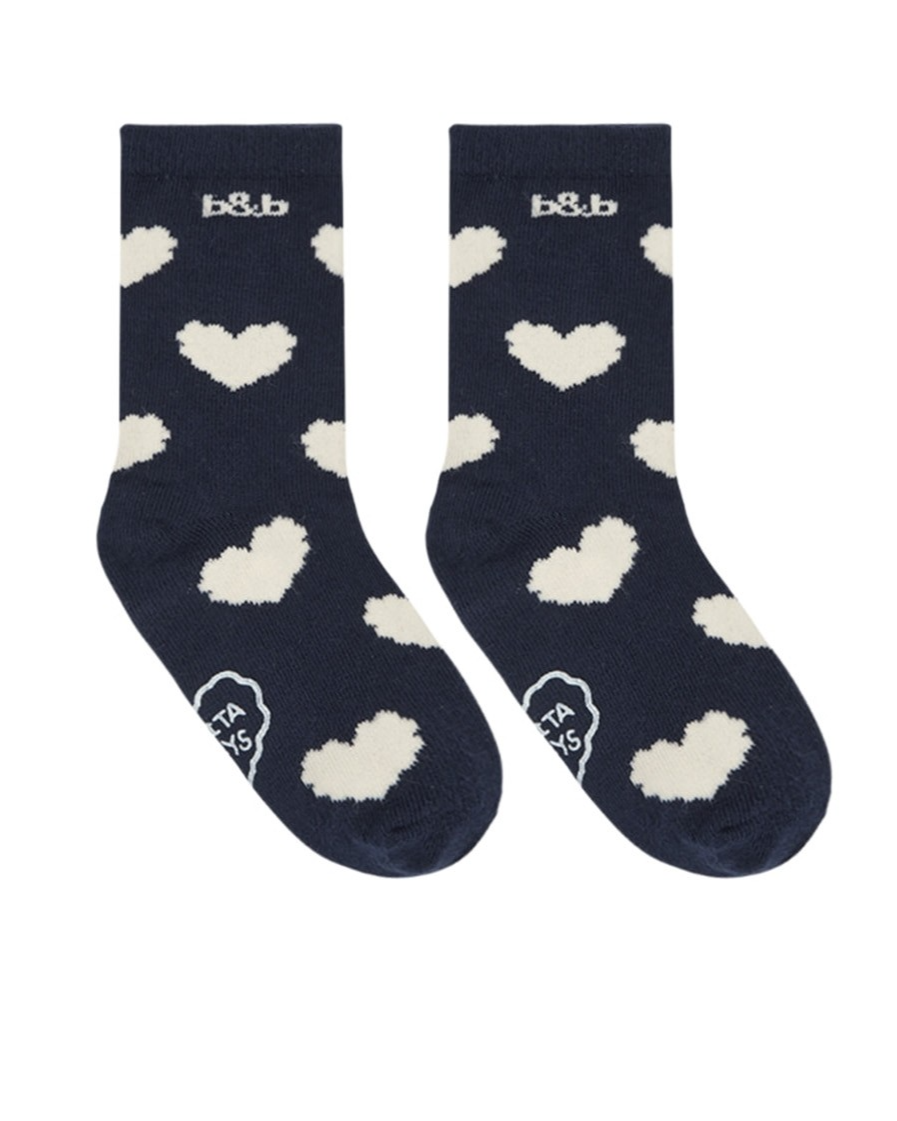 Navy Heart Pattern Socks
