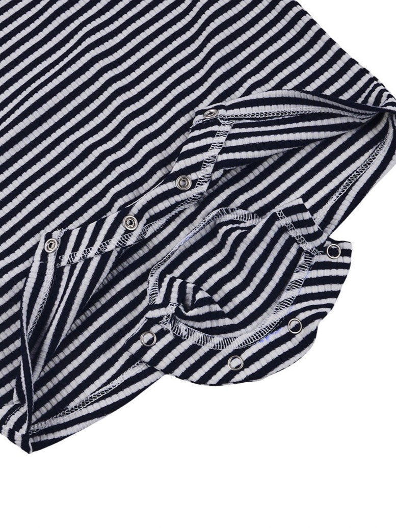 BABY Navy BB Heart Stripe Sleeveless Jumpsuit