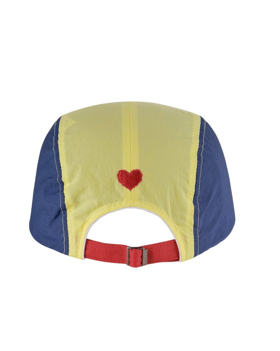 White BB Heart Color Block Mesh Camp Cap