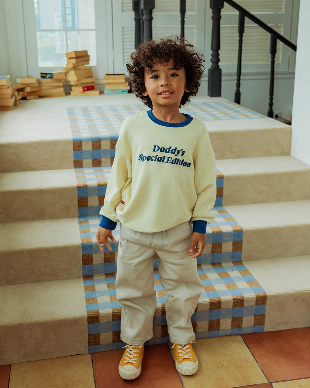 Yellow Daddy Color Block Knit Sweater