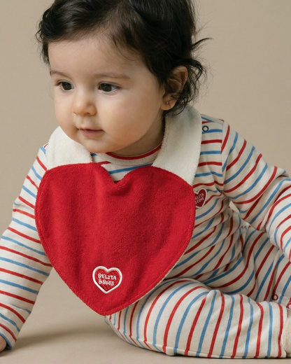 BABY Red BB Heart Multi Stripe Jumpsuit