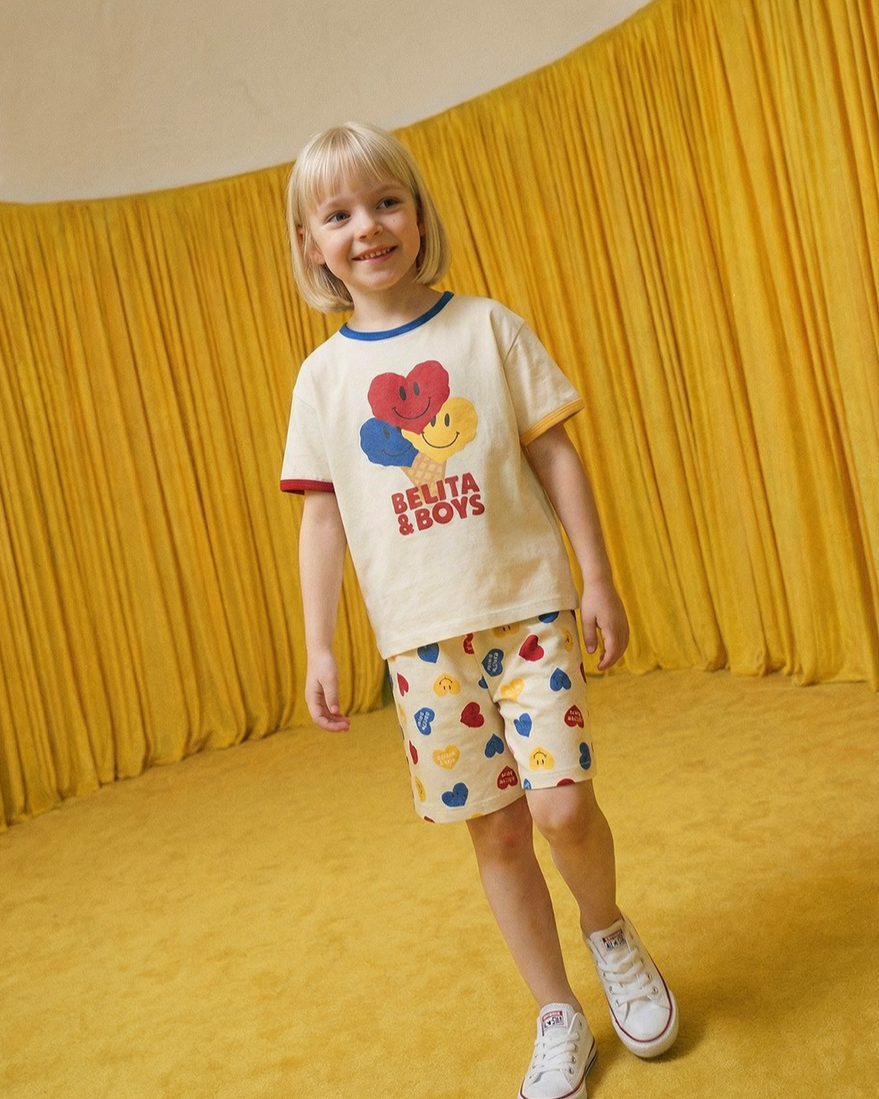 Cream Smile Heart Short Sleeve