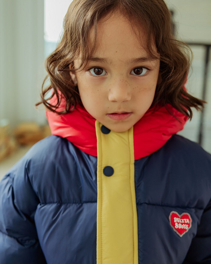 Navy Color Block Hooded Puffer Jumper