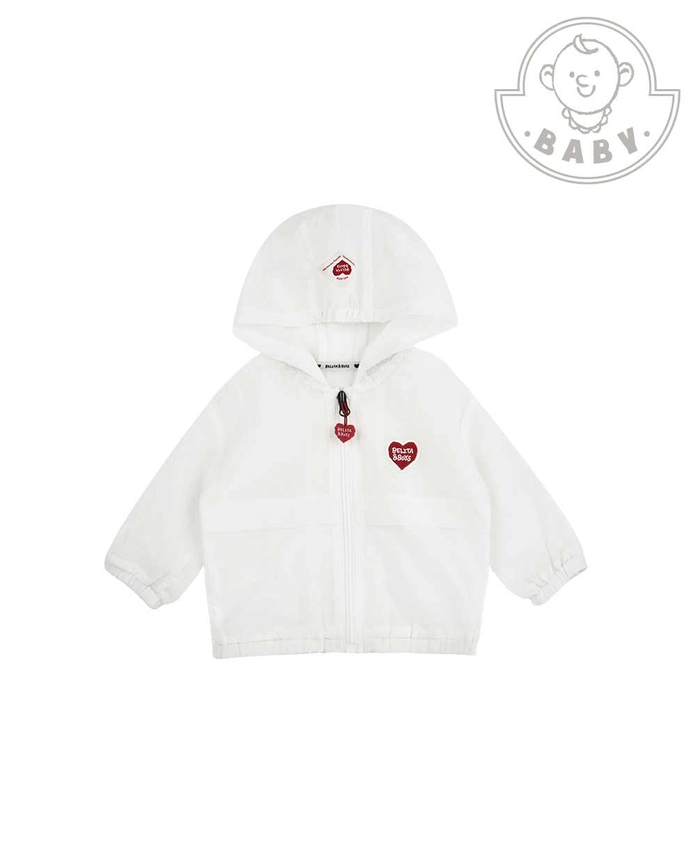 BABY White BB Heart Hooded Windbreaker