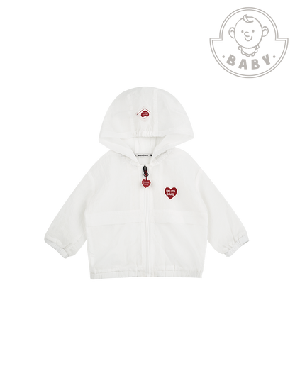 BABY White BB Heart Hooded Windbreaker