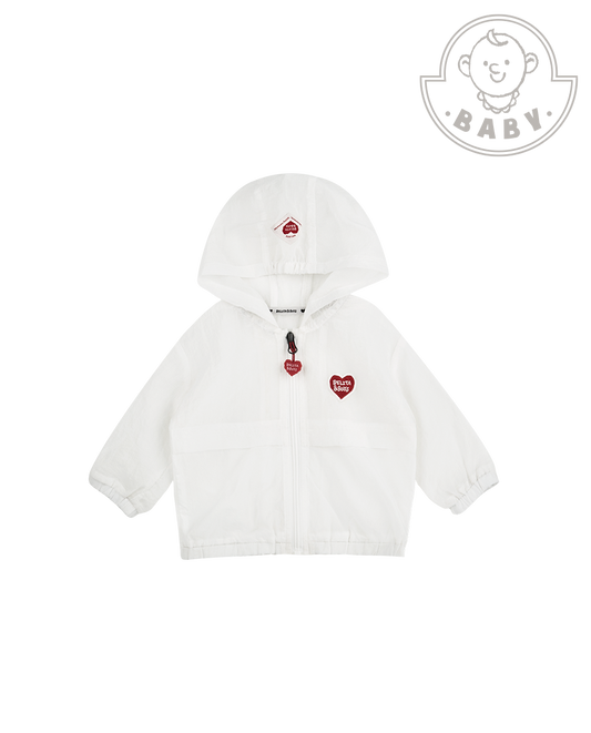 BABY White BB Heart Hooded Windbreaker