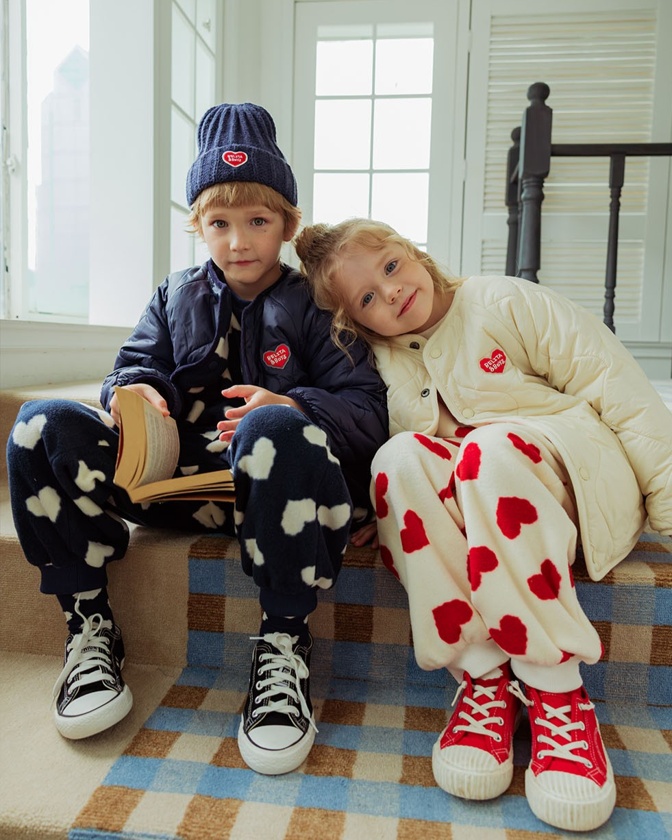 Navy BB Heart Pattern Reversible Jumper