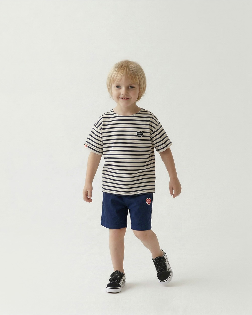 Navy BB Heart Nylon Shorts