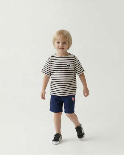 Navy BB Heart Nylon Shorts