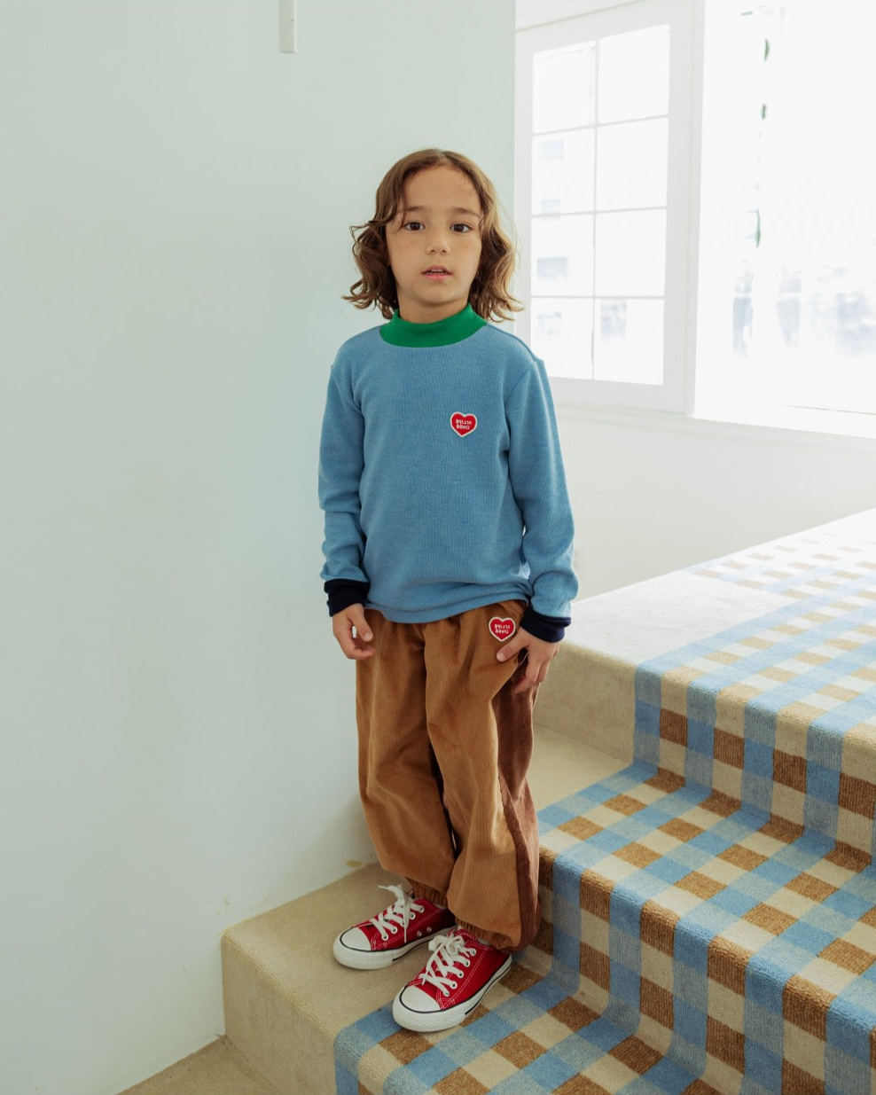 Light Blue Color Block Half Neck Knit