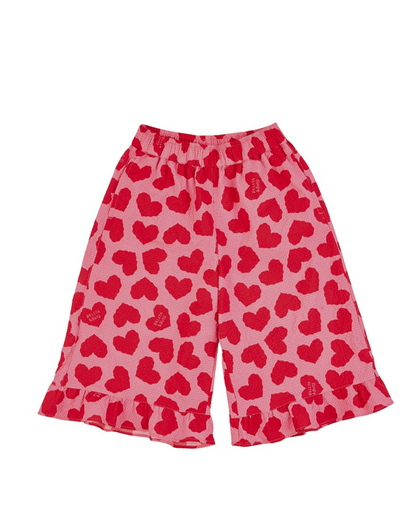 [GIRL SET] Pink BB Heart Pattern Polysucker Blouse & Shorts