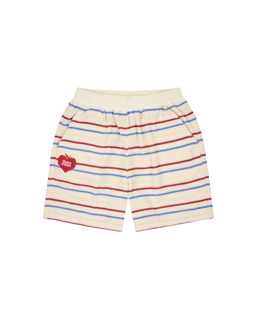 Cream Bubble Apple Rainbow Stripe Terry Shorts
