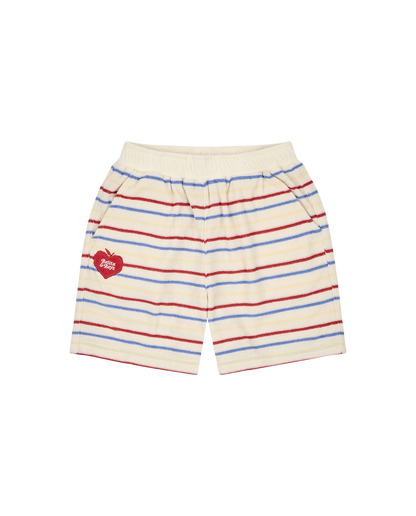 Cream Bubble Apple Rainbow Stripe Terry Shorts