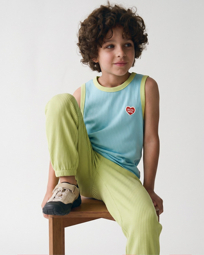 [SET] Light Blue BB Heart Two-Tone Sleeveless One Mile