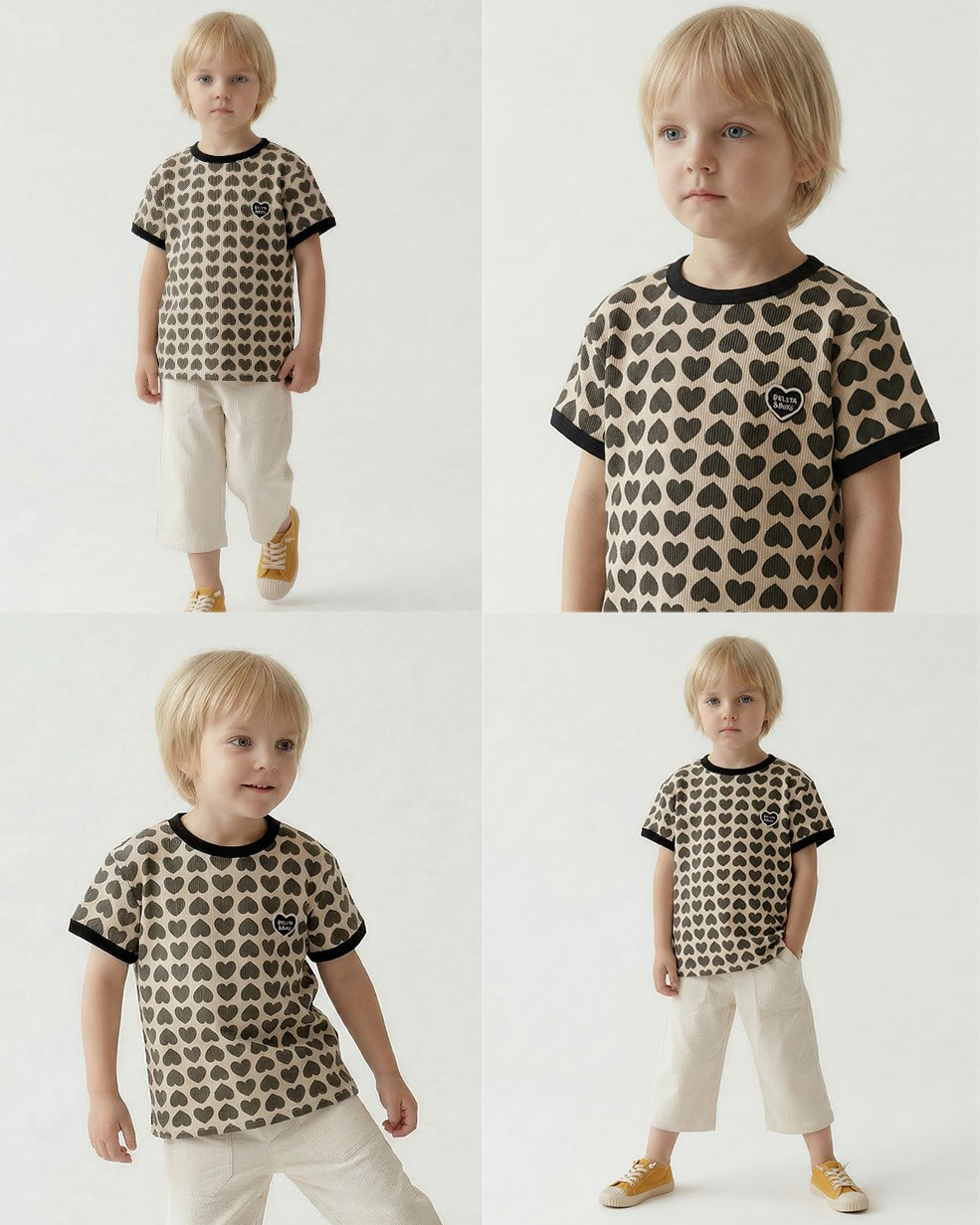 Charcoal BB Heart Pattern One Mile Short Sleeve