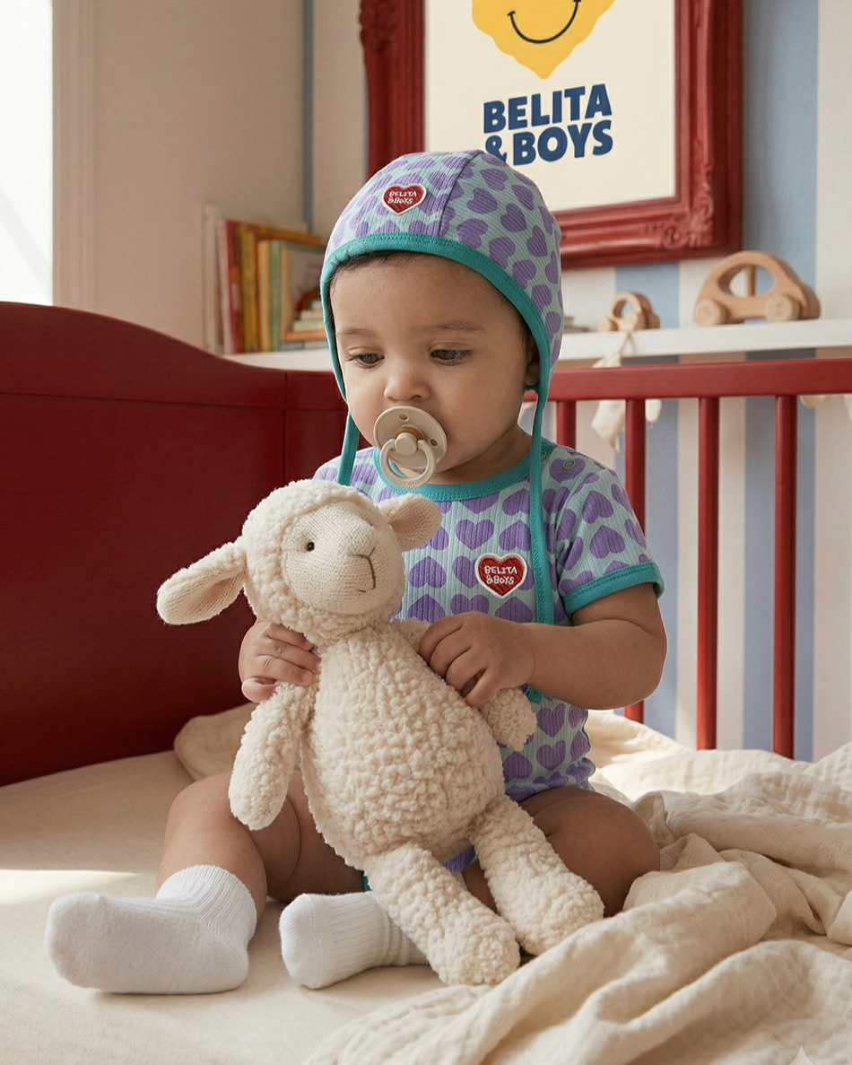 BABY Violet BB Heart Pattern Bonnet