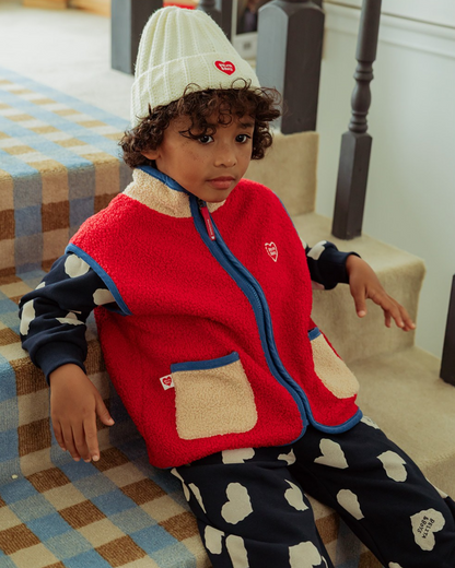 Cream BB Heart Short Beanie