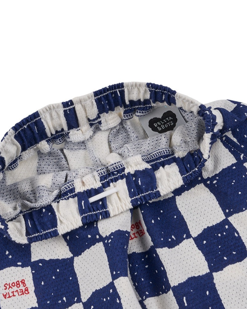 [SET] Blue Checkerboard Mesh Sleeveless Crop
