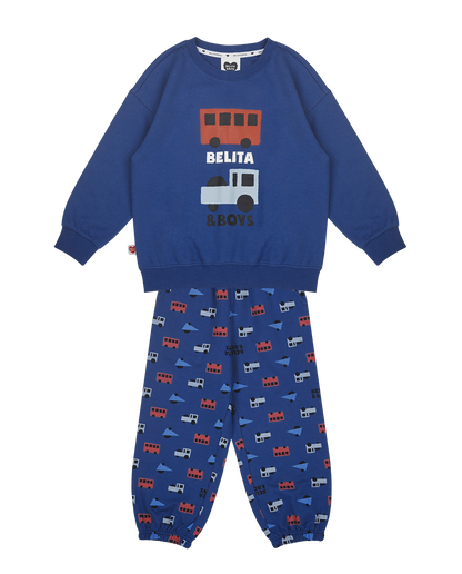 [SET] Blue Bus and Truck Pattern Jogger