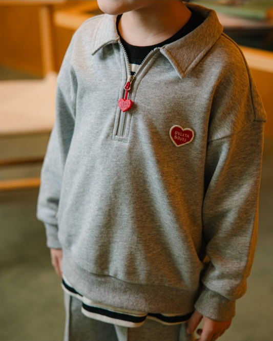 [SET] Melange Grey BB Heart Collar Jogger