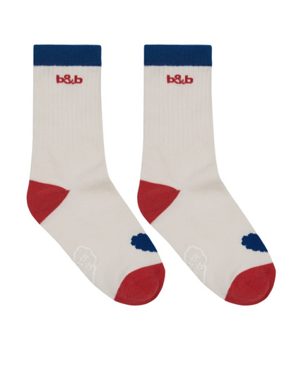 Cream BB Heart Rib Socks