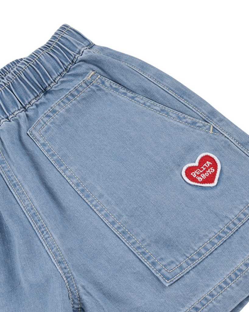 Light Blue BB Heart Fatigue Denim Shorts