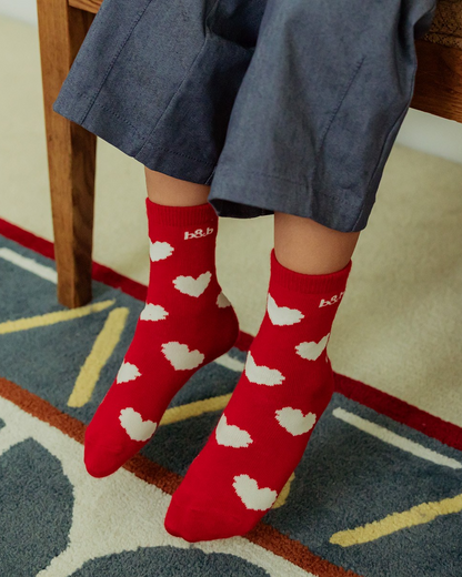 Red Heart Pattern Socks