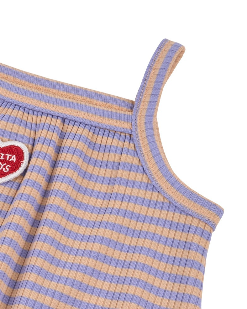 BABY GIRL Violet BB Heart Stripe Sleeveless Bodysuit