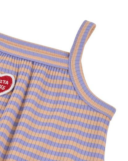 BABY GIRL Violet BB Heart Stripe Sleeveless Bodysuit