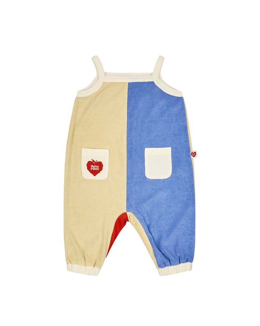 BABY Yellow Bubble Apple Color Block Terry Overall