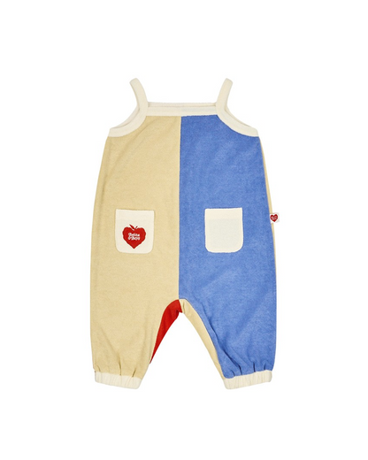 BABY Yellow Bubble Apple Color Block Terry Overall